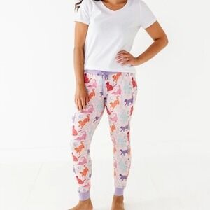 The Sleepy Sloth Bamboo Viscose Cat Moon Pajama Jogger Pants Purple Womens Large